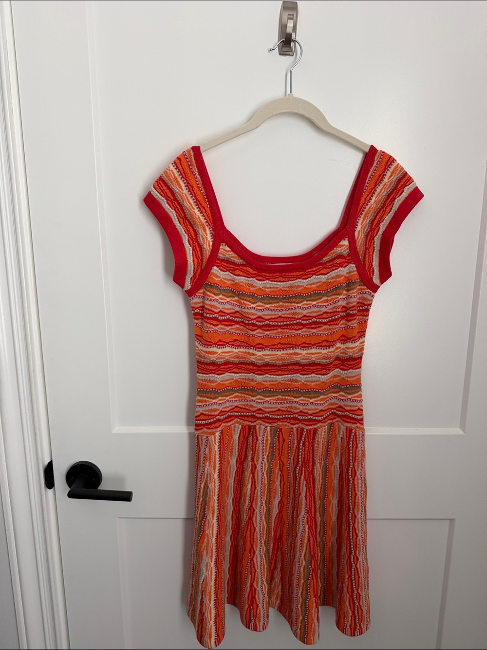 Ramy Brook Red & Orange Wave Knit Mini Dress